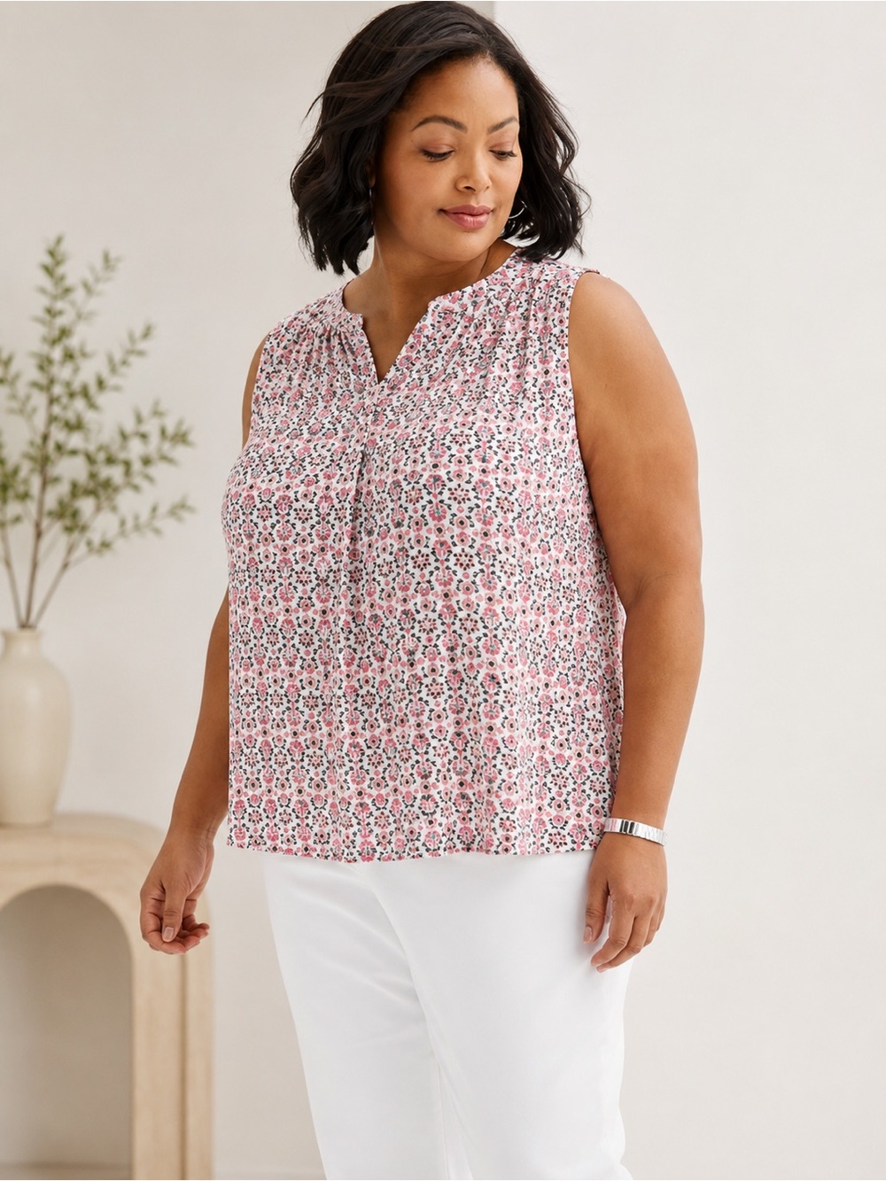 Croft & Barrow P Sleeveless Blouse 100% Rayon Split Neck Lightweight Women’s 3x
